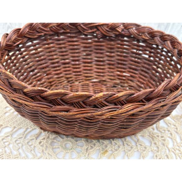 Large Vintage RABBIT Bunny Brown Wicker Basket Lidded Storage - Picture 7 of 10